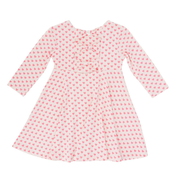Twirly Bow Dress - Pink Hearts - Dresses
