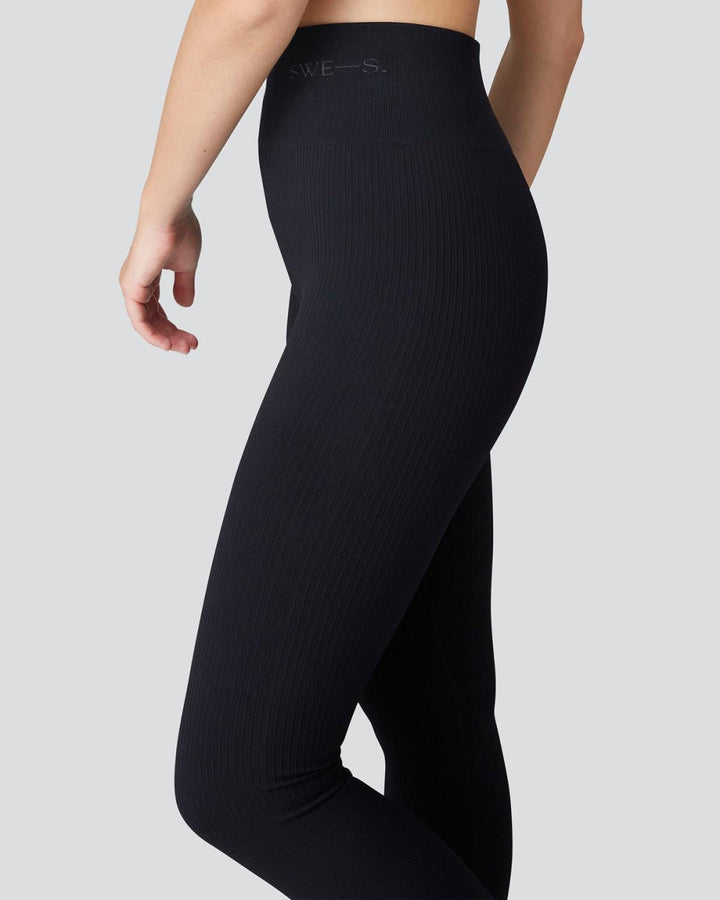 Tyra Rib Leggings - Black - Leggings