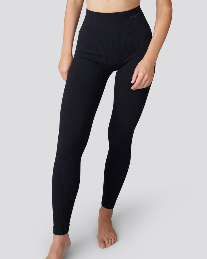 Tyra Rib Leggings - Black - Leggings