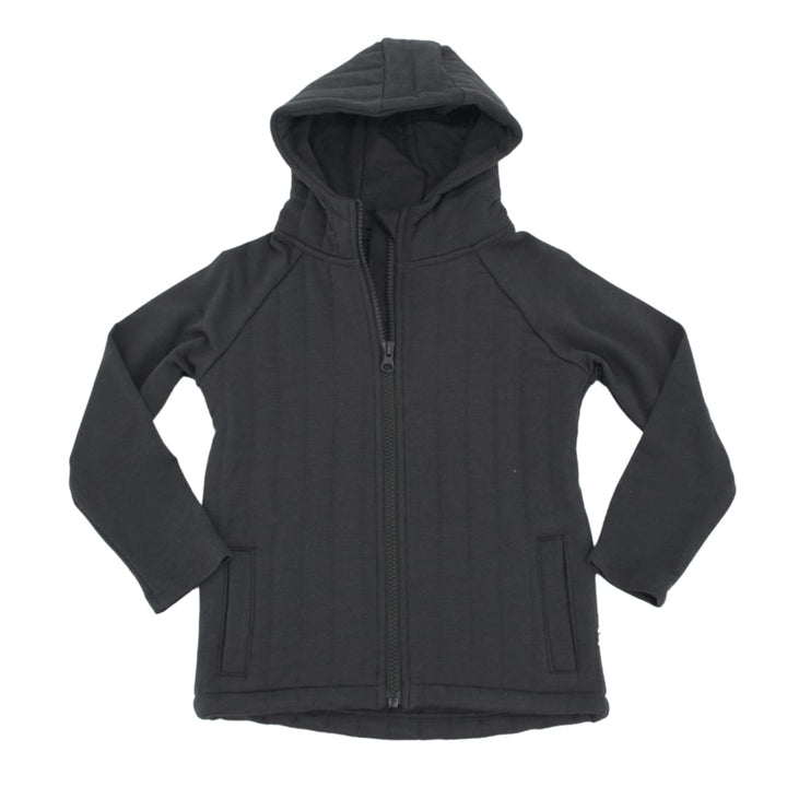 French Terry Hooded Jacket - Charcoal Black
