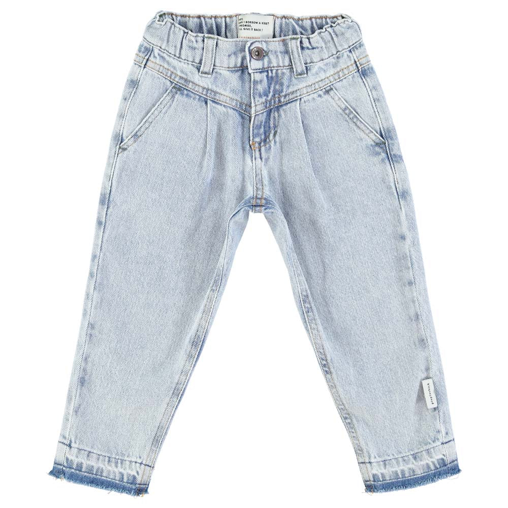 Mom Fit Trousers - Washed Light Blue Denim