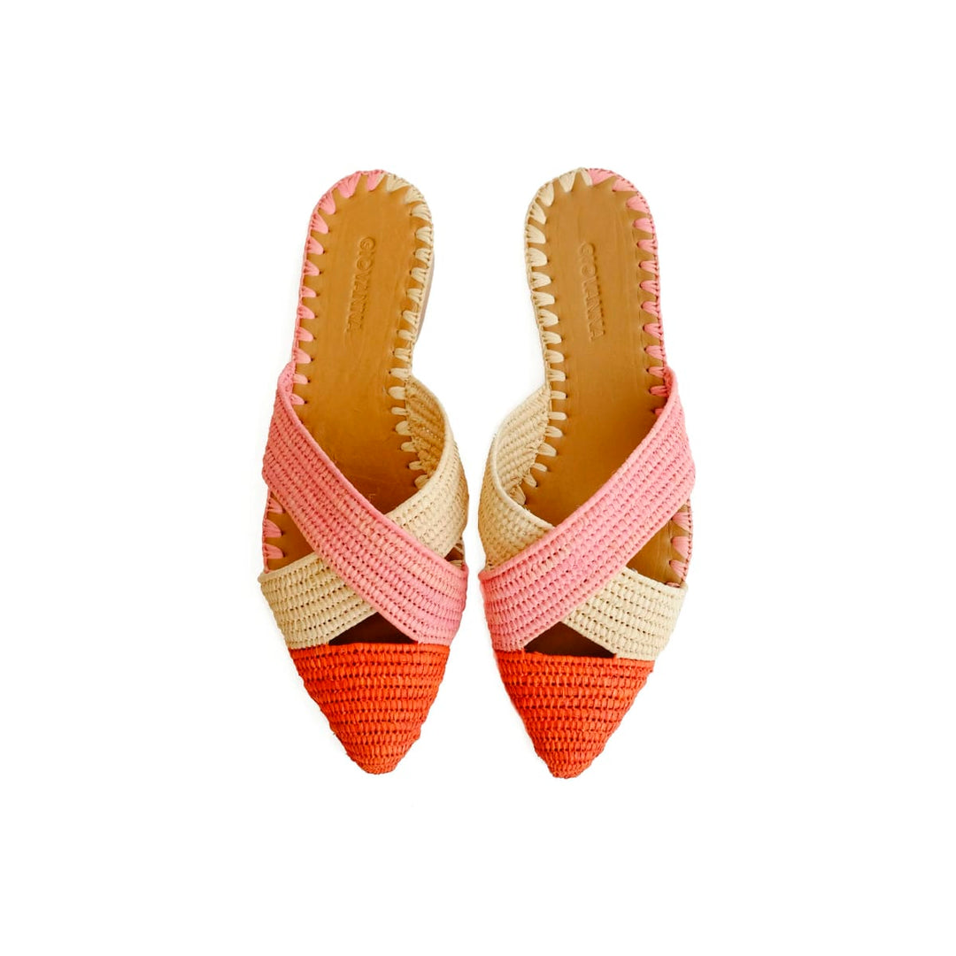 Venus Raffia Mule Rose