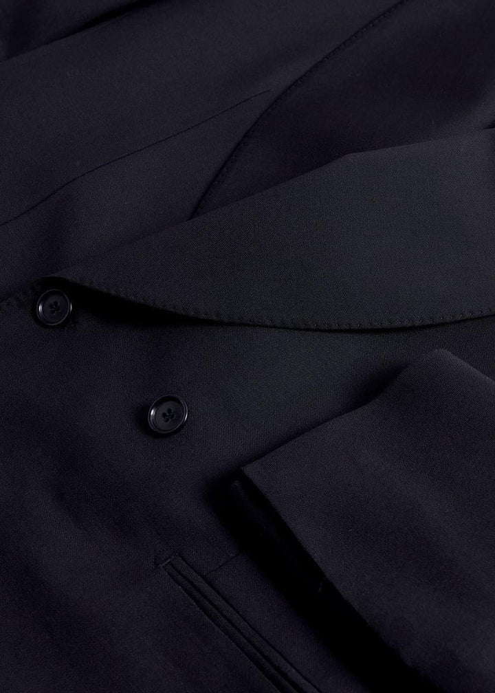 Wool Double Breasted Shawl Collar Tuxedo - Black - Tuxedo