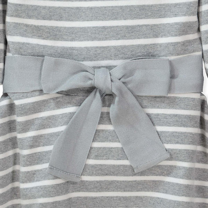 Lightweight Skater Dress - Gray & White Stripe