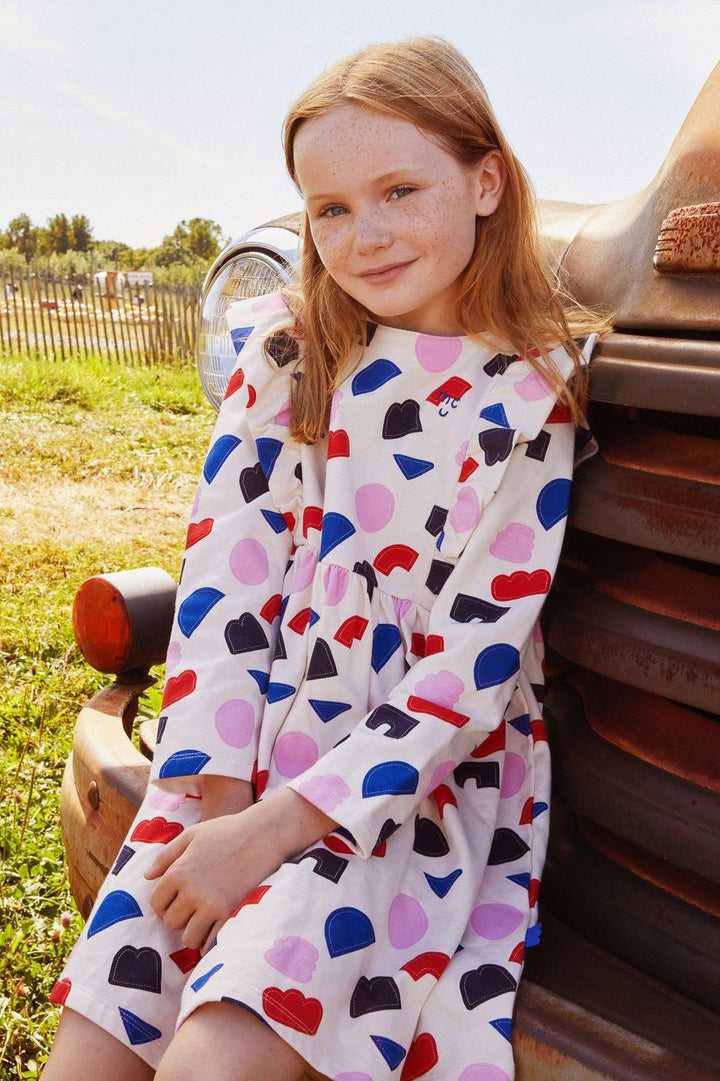Kid Ruffle Dress - Petal Pink Multi