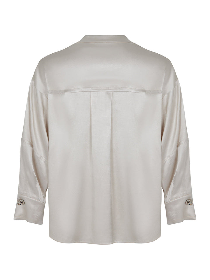 Mandarin Collar Shirt - Gray