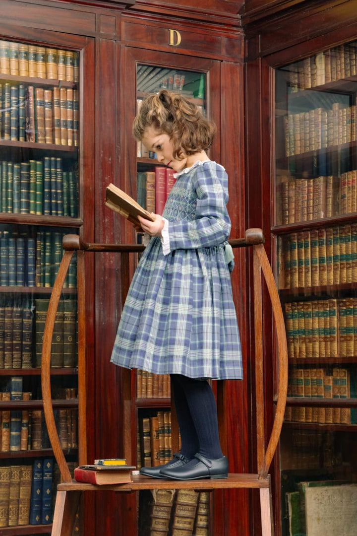 Heidi Tartan Smocked Dress - Plaid/Blue/Navy/Green