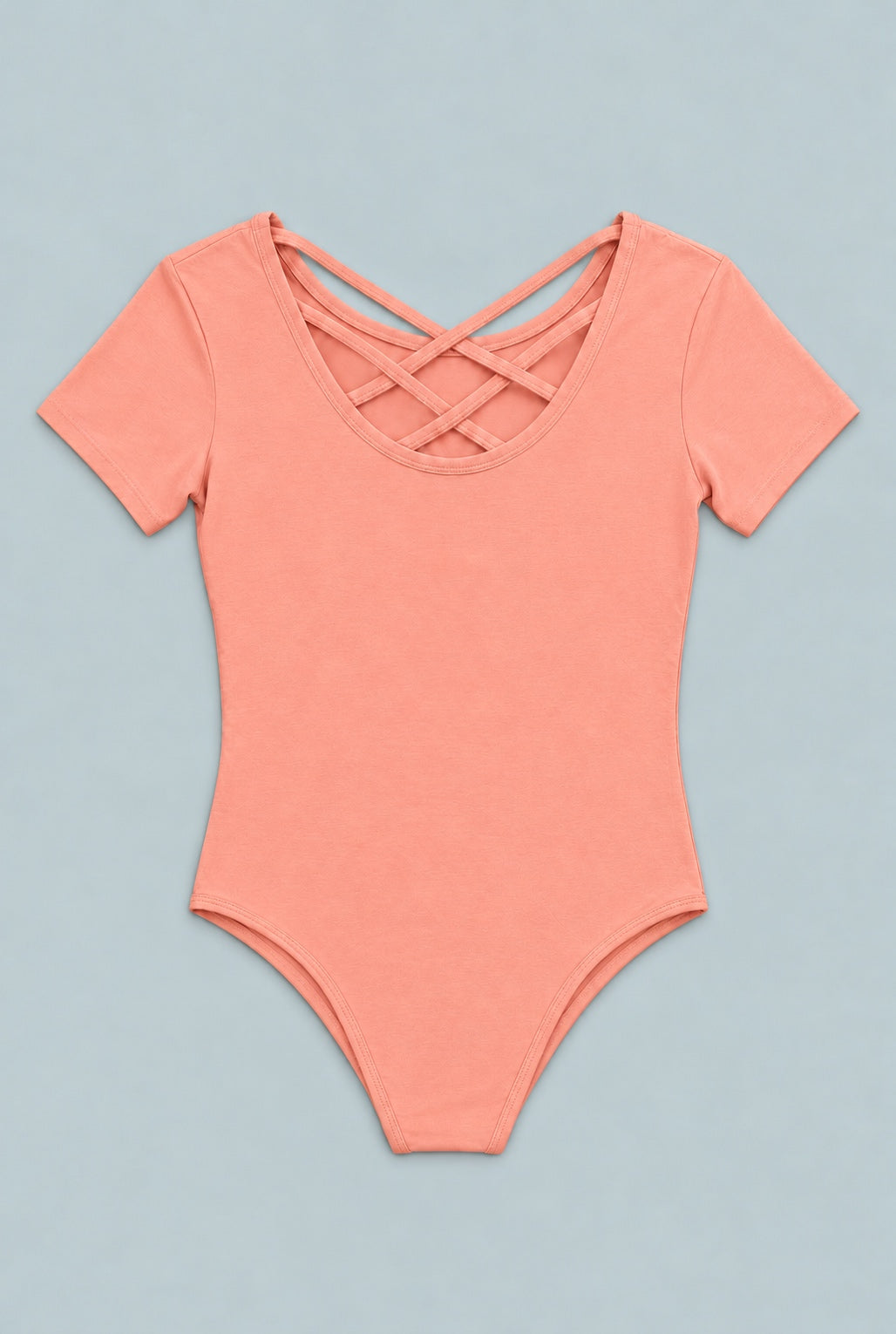 Girl's Short Sleeve Bodysuit - Apricot