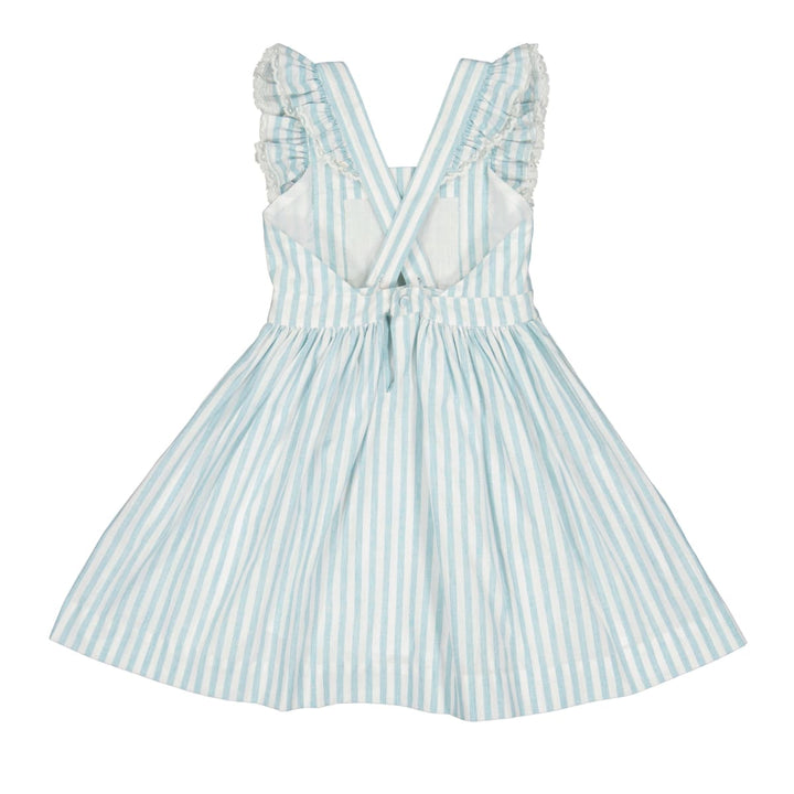 Sleeveless Cross Back Dress - Georgette Green Stripes