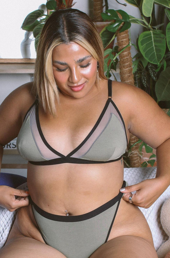 Contrast Bra - Sage