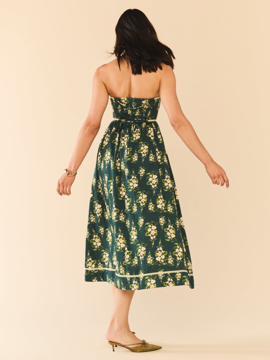 Mimi Dress x McKenzie DePinto - Deep Green With Cream Larsen Floral