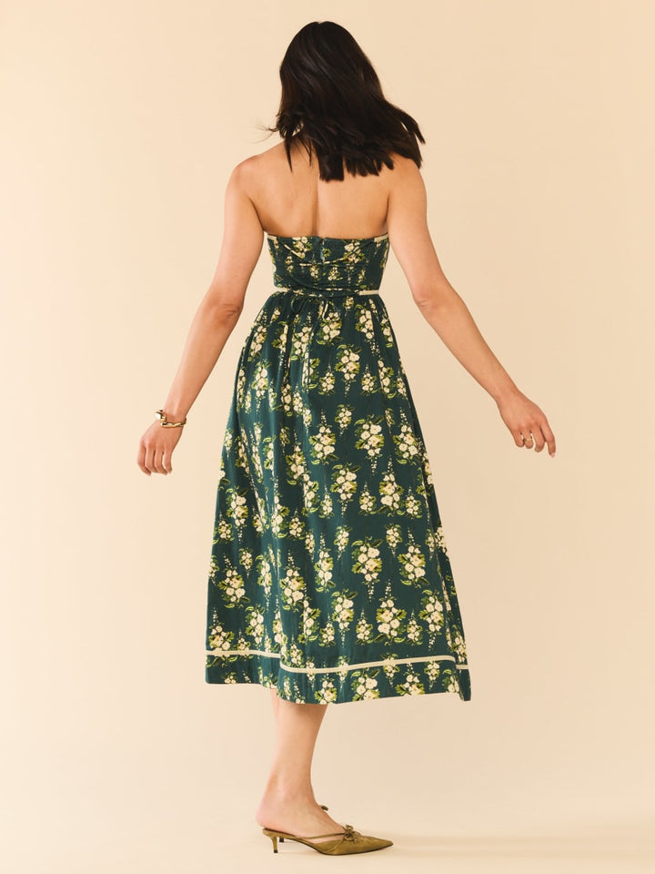 Mimi Dress x McKenzie DePinto - Deep Green With Cream Larsen Floral