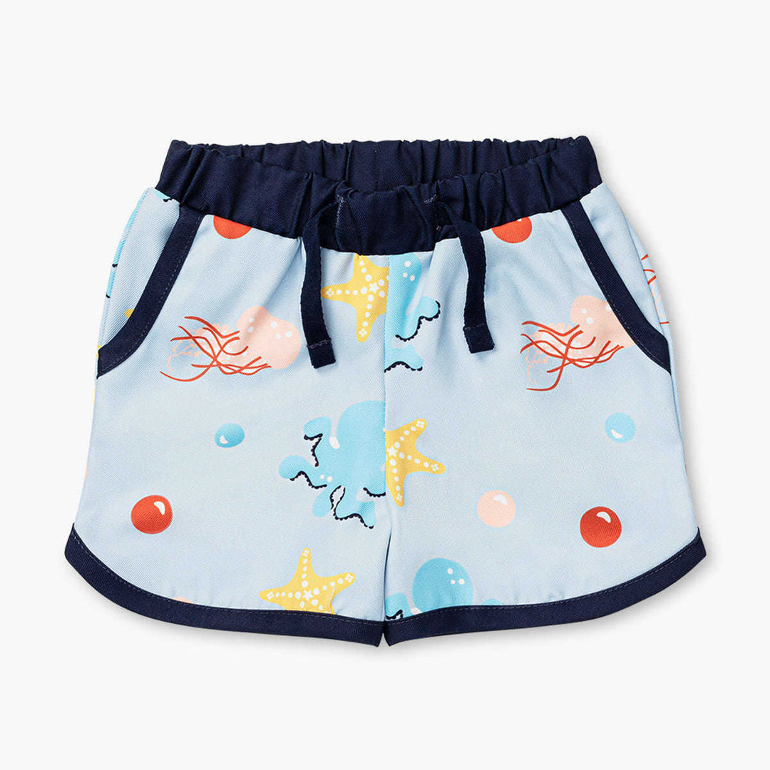 Pocket Swim Trunks - Under the Sea on Light Blue