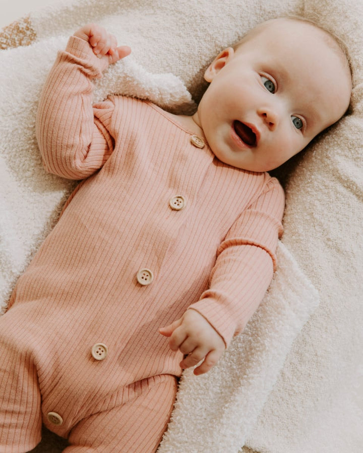 Organic Cotton Rib Magnetic Playsuit - Strawberries And Cream