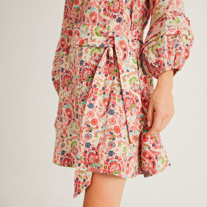 Amelia Dress - Ivory Wallpaper Paisley Print