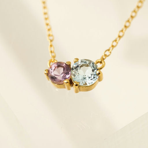 Luma Gemstone Necklace - Amethyst + Blue Topaz