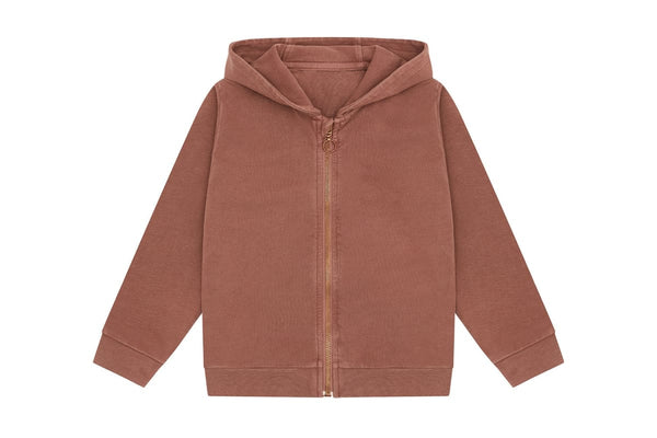 Organic Cotton Zip Up Hoodie - Clay Pink - Beetroot Plant Dye - Hoodie