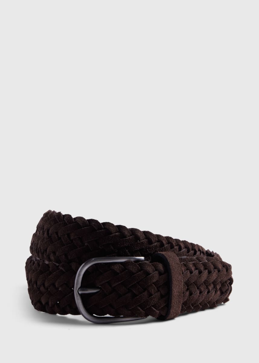 Woven Suede Belt - Brown