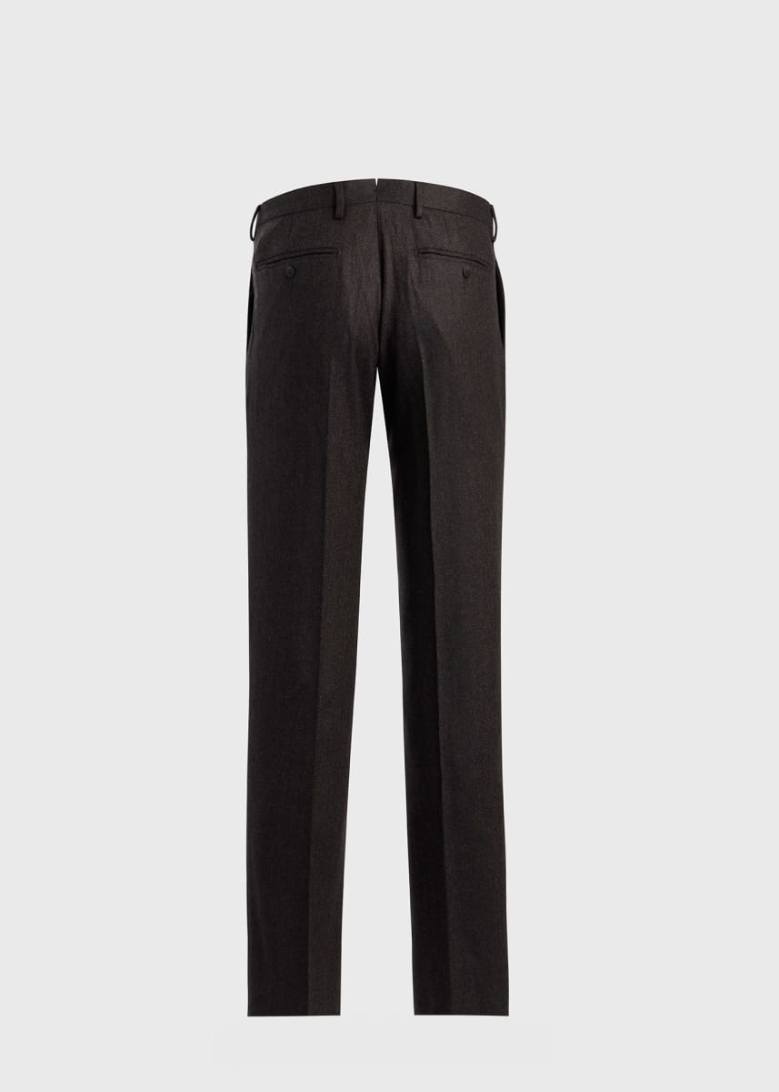 Wool & Cashmere Bone Flannel Trouser - Chocolate Brown