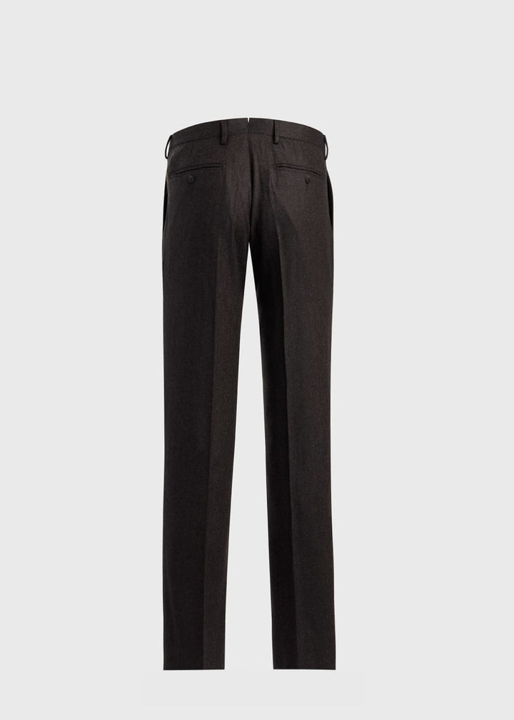 Wool & Cashmere Bone Flannel Trouser - Chocolate Brown