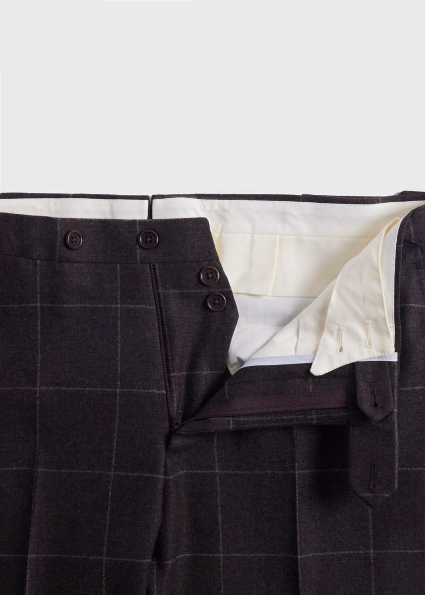 Super 130s Wool Windowpane Suit - Taupe