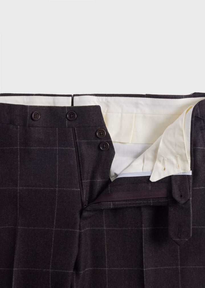 Super 130s Wool Windowpane Suit - Taupe