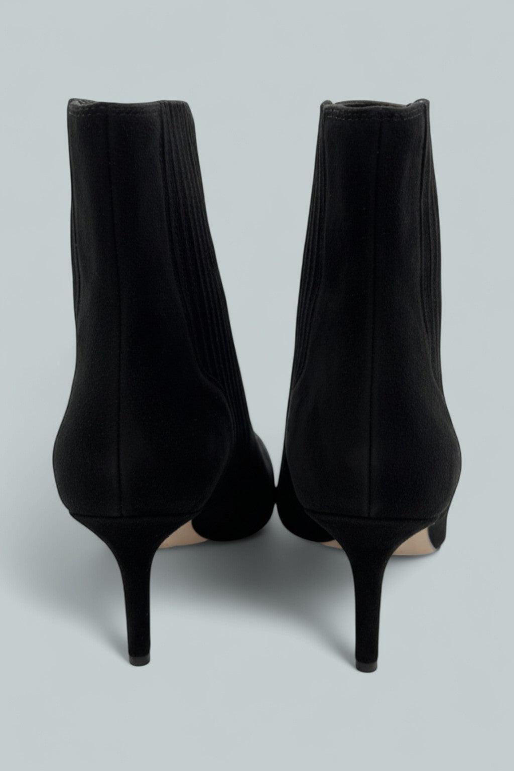Lisa 70 Mid-Heel Suede Ankle Boots - Black