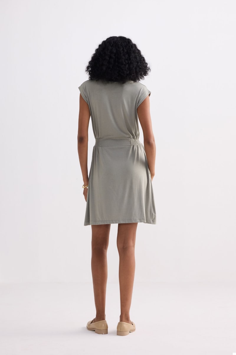 Short Dress With Smocking Side Detail - Frost & Mist