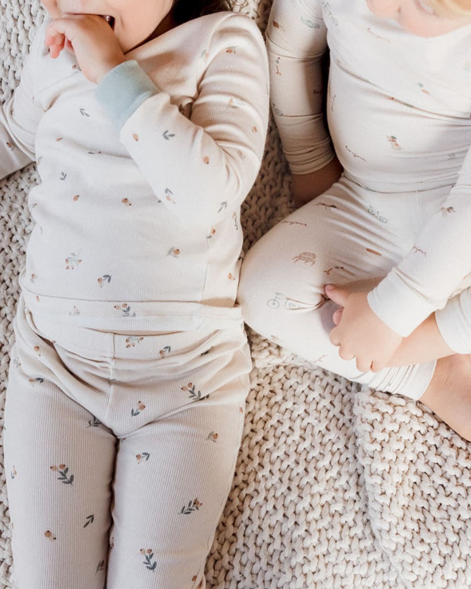 Organic Cotton Modal Rib Pajama Set - Floral Bud
