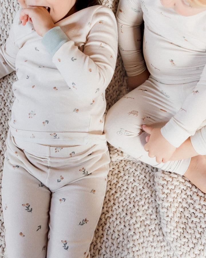 Organic Cotton Modal Rib Pajama Set - Floral Bud
