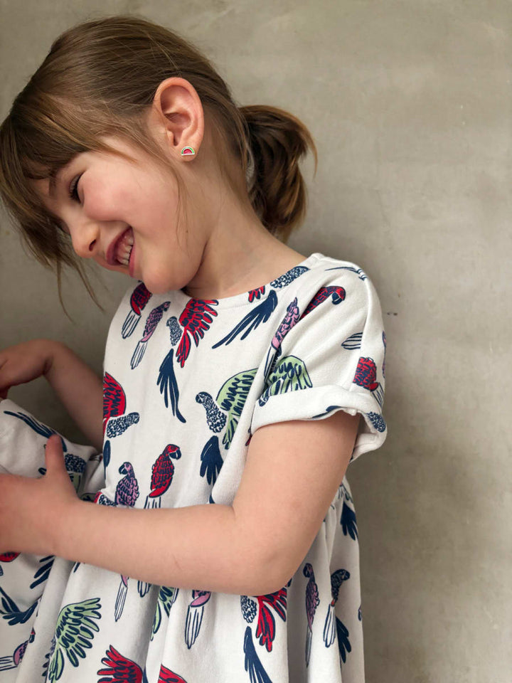 Scoop Back Dress - Parrot Parade