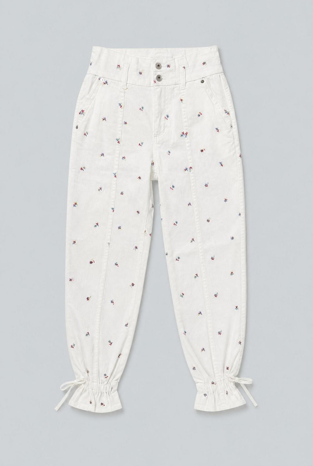 Sylvia Denim Pants With Tie - White