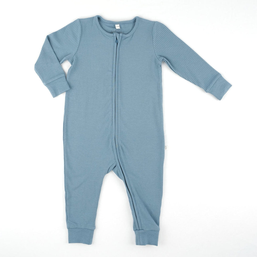 Sky Ribbed Zip up Sleep Suit