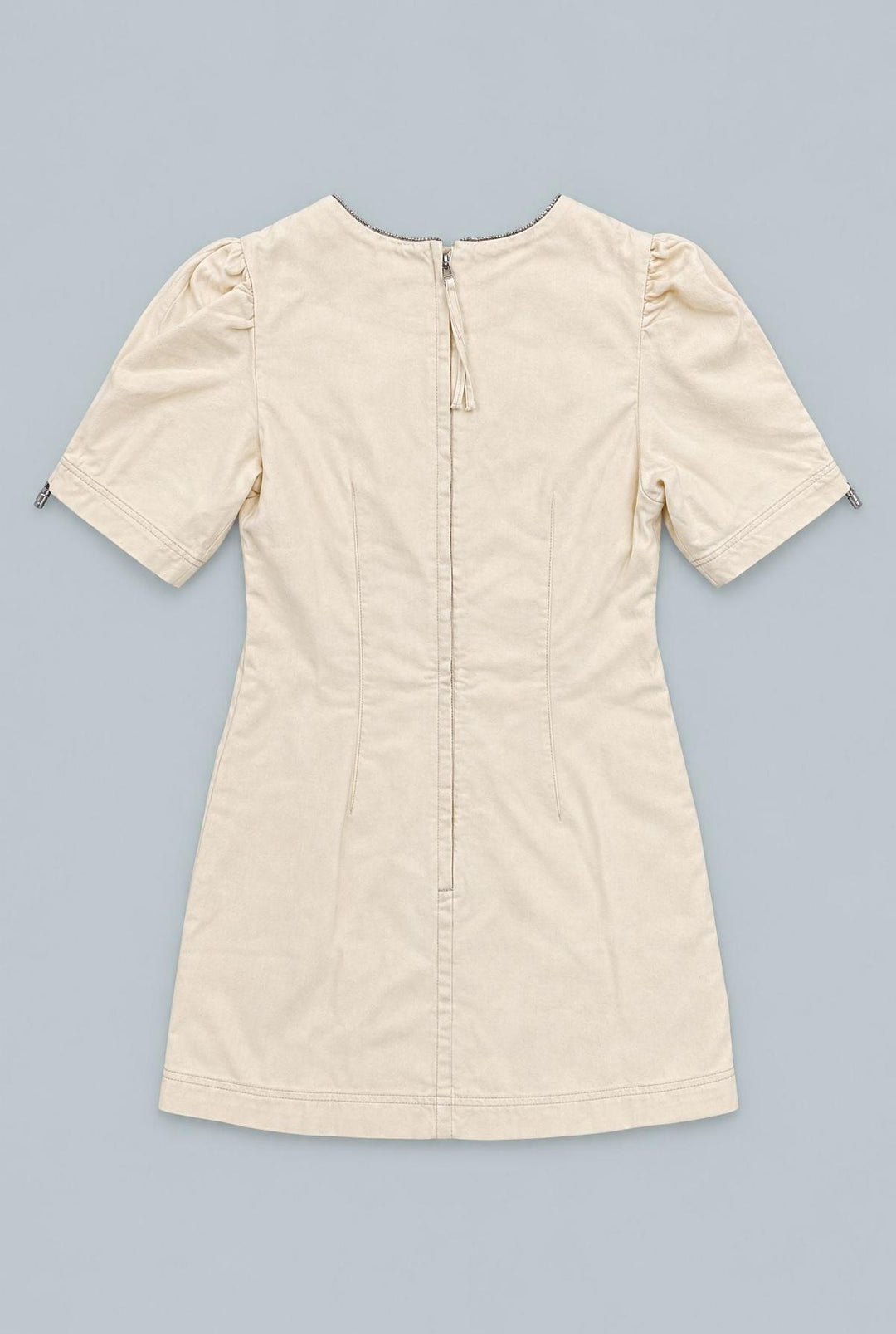 Denim Embellished Dress - Beige