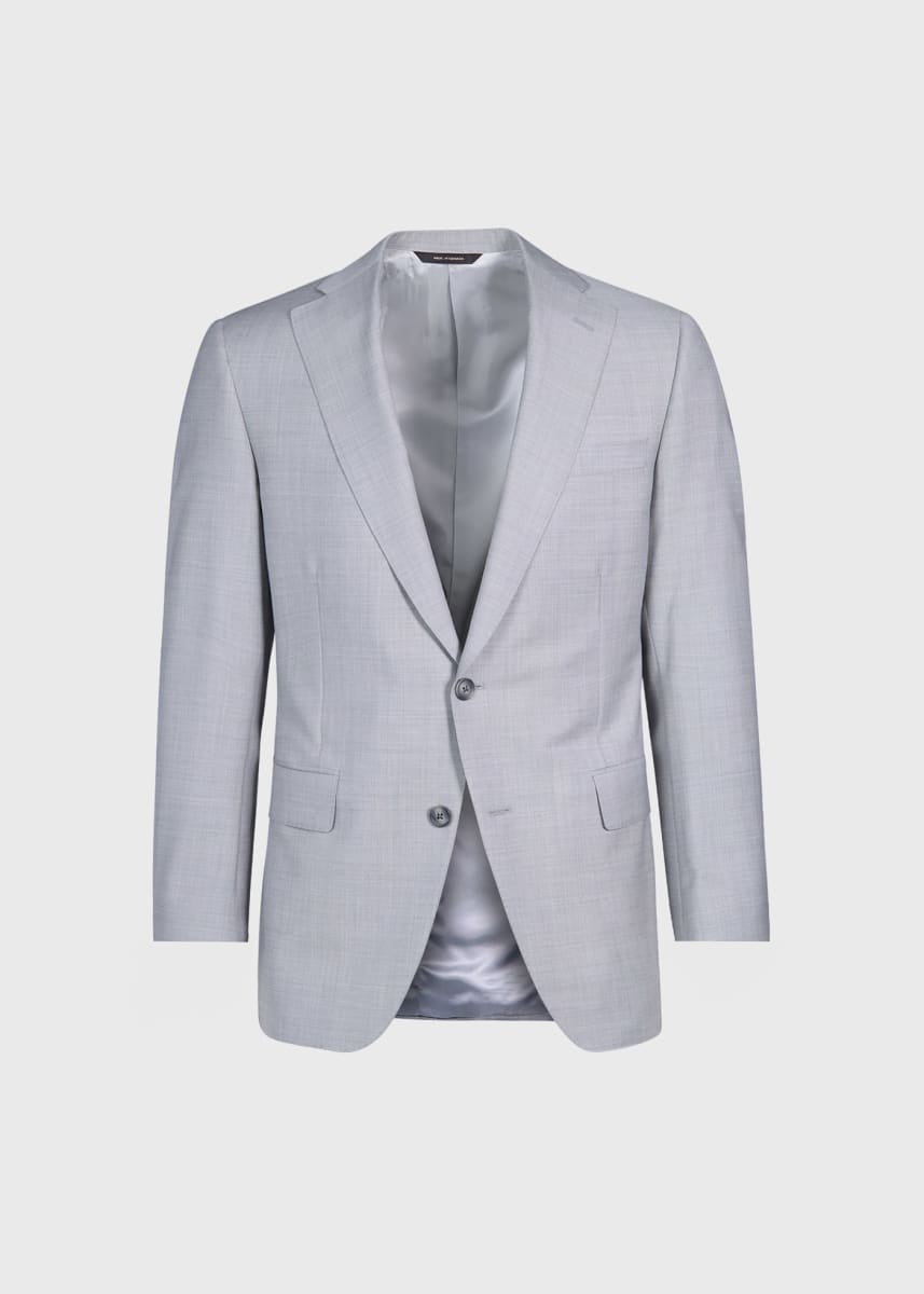 Textured Solid Wool Suit - Light Grey