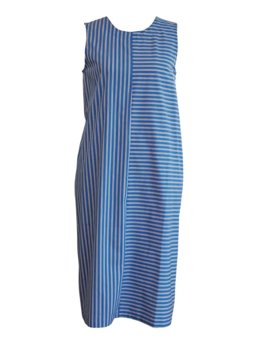 Reversible Uma Dress In Blue Striped Poplin