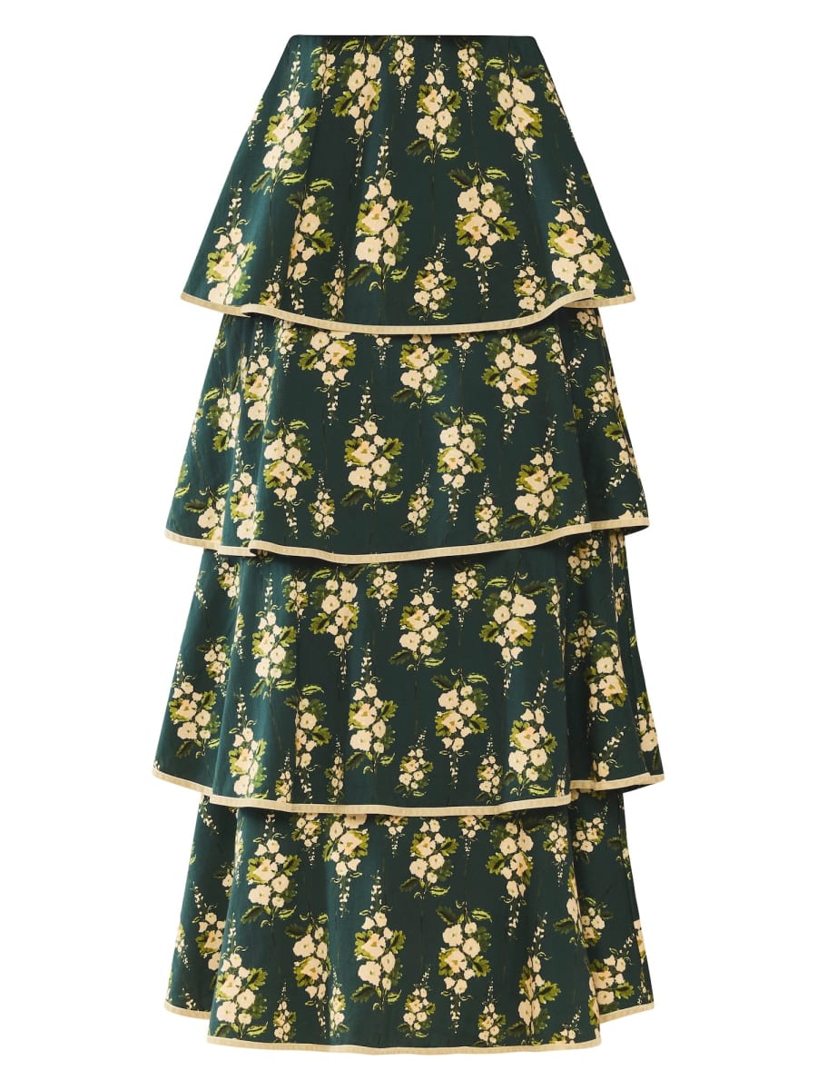 Kenz Skirt x McKenzie Depinto - Deep Green With Cream Larsen Floral