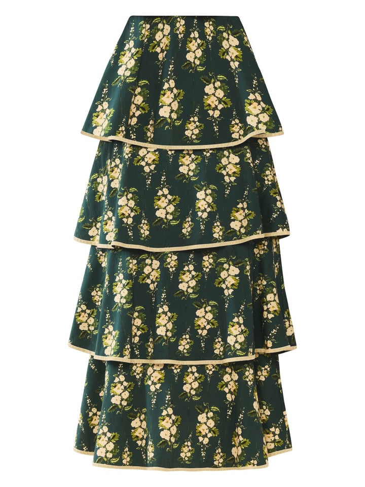 Kenz Skirt x McKenzie Depinto - Deep Green With Cream Larsen Floral