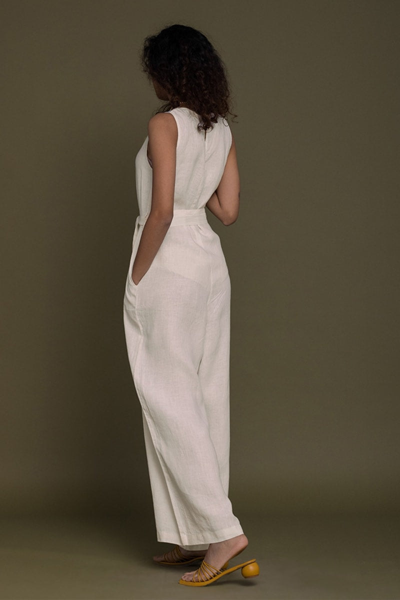 Breakfast In Bed Jumpsuit - Shell Off/White