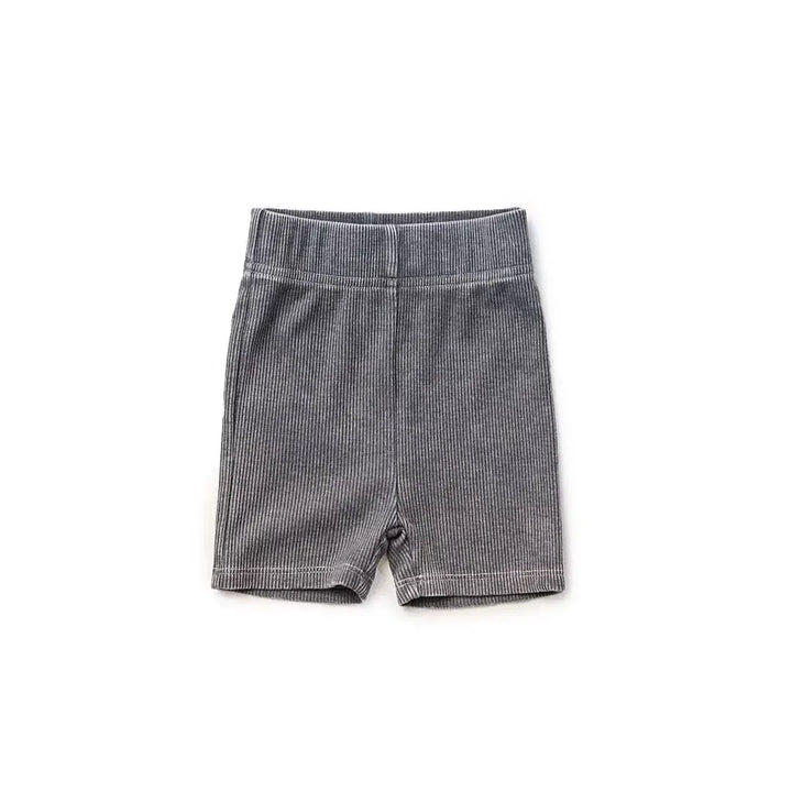 Acid Wash Ribbed Short - Black