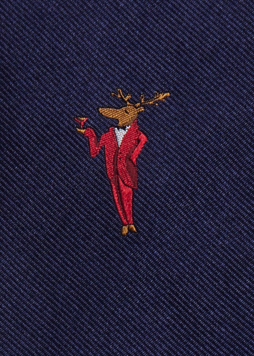 Holiday Dasher Reindeer Tie - Navy