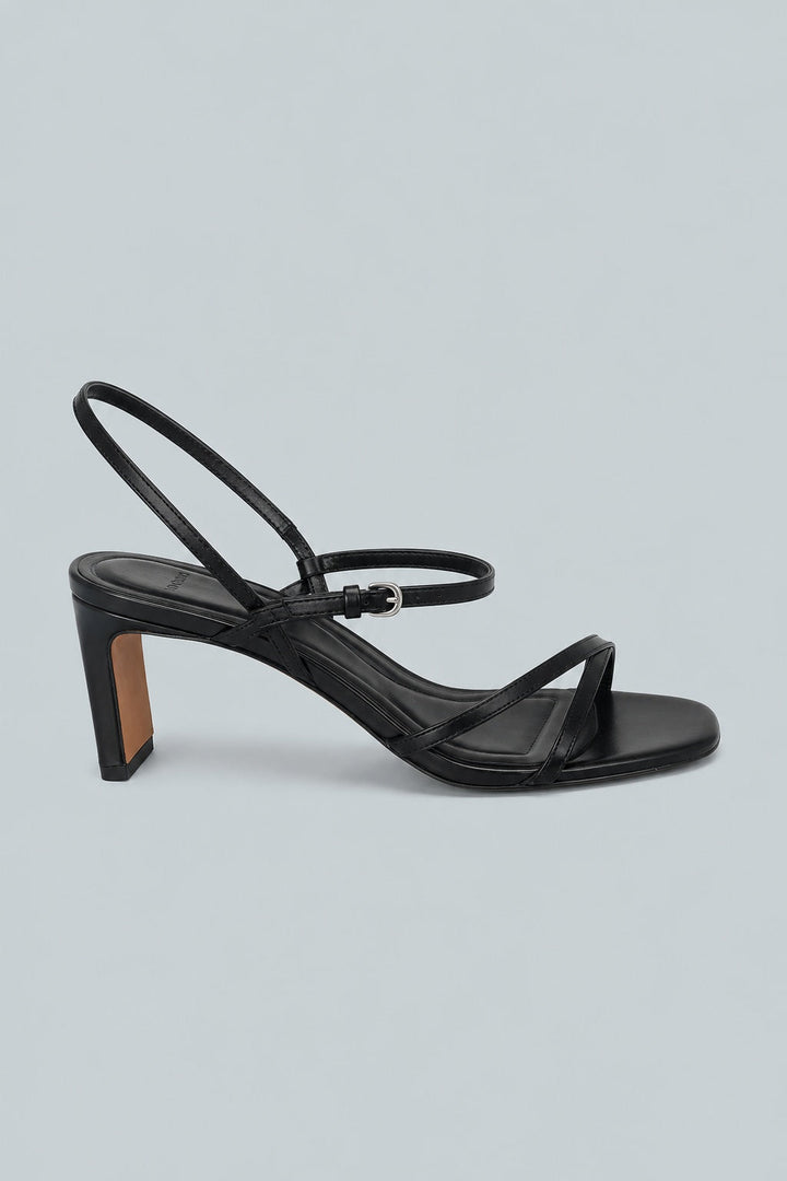 Women's Marcela Leather Heeled Sandal - Black