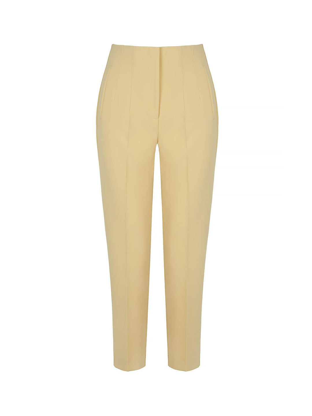 Pleated High-Waisted Pants - Yellow