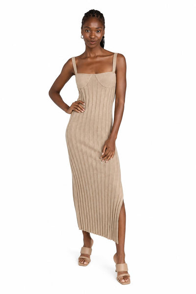 Bustier Sweater Dress - Tan