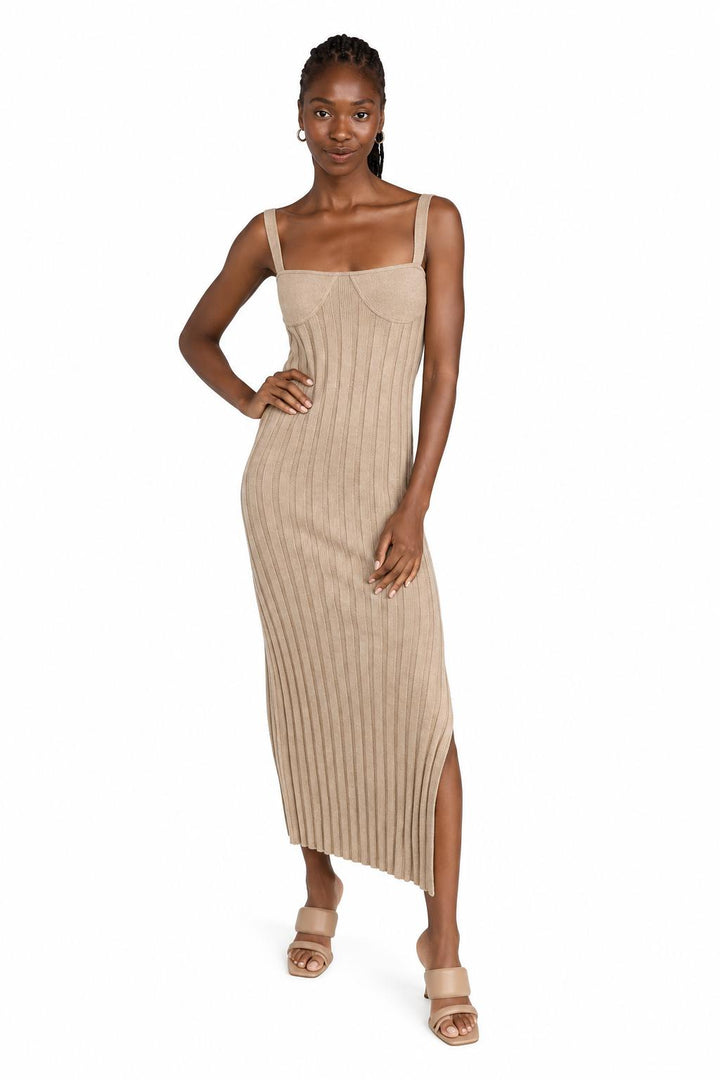 Bustier Sweater Dress - Tan