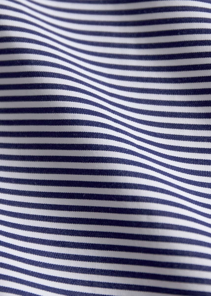 Mini Horizontal Stripe Dress Shirt - Navy/White