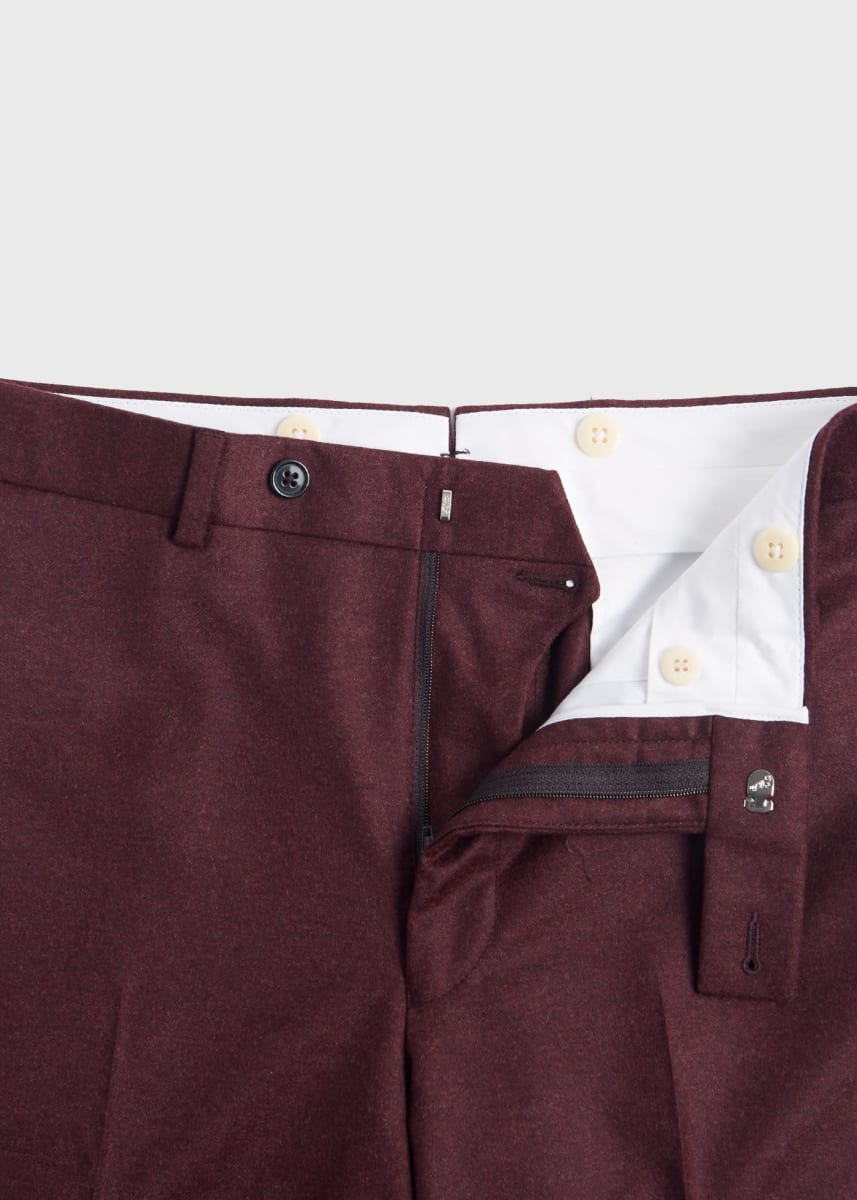 Wool & Cashmere Flannel Trouser In Plum - Plum