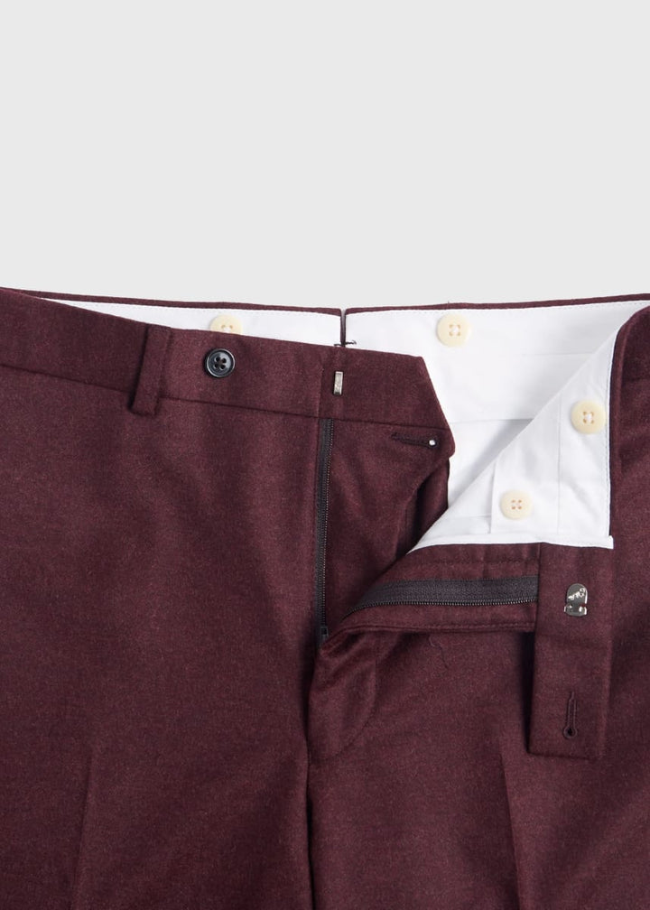 Wool & Cashmere Flannel Trouser In Plum - Plum