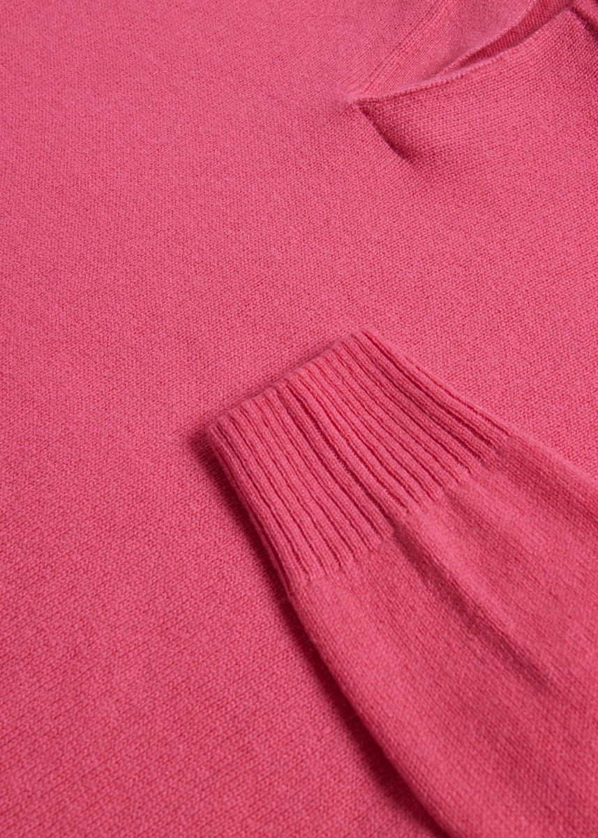 Cashmere One Button Polo - Pink
