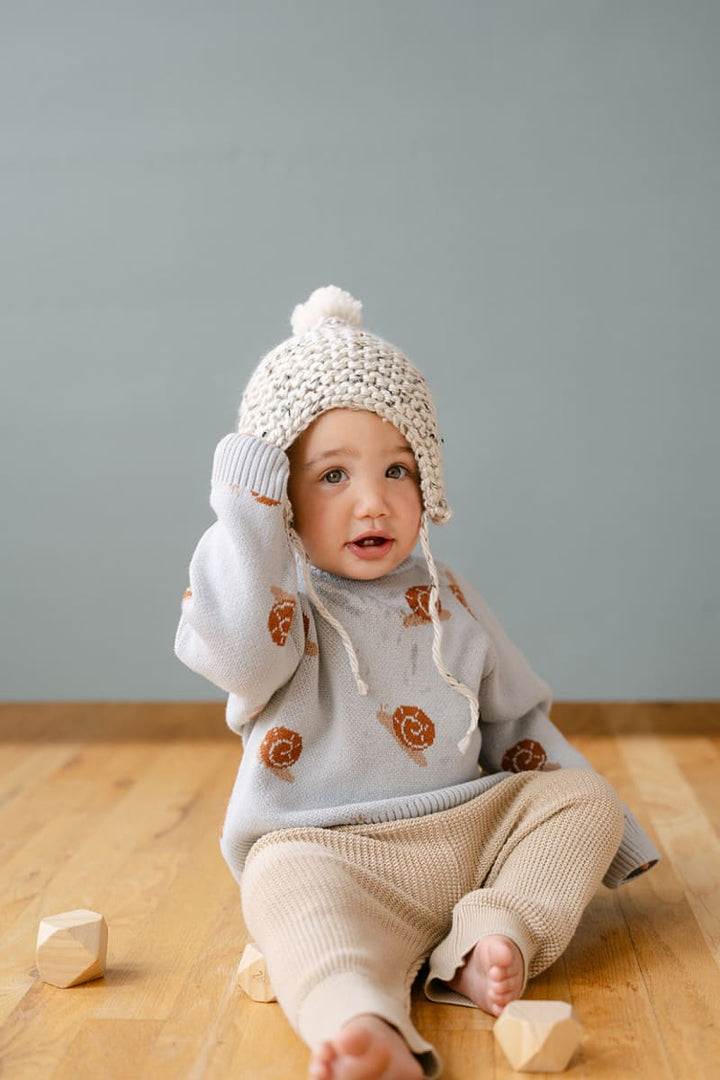 Organic Snail Knit Sweater - Pearl Blue
